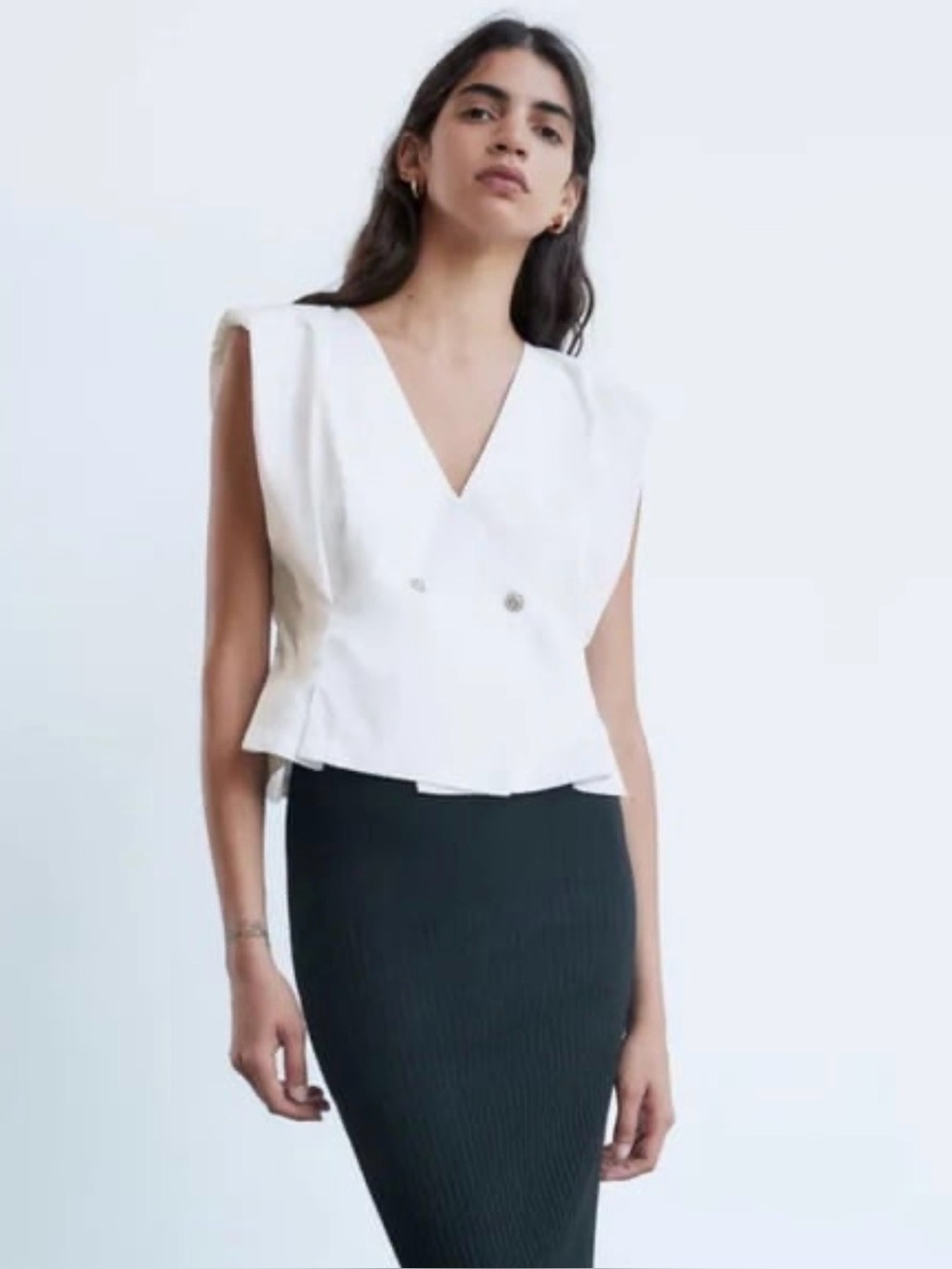 Zara White Shirt with Black Label, size xl